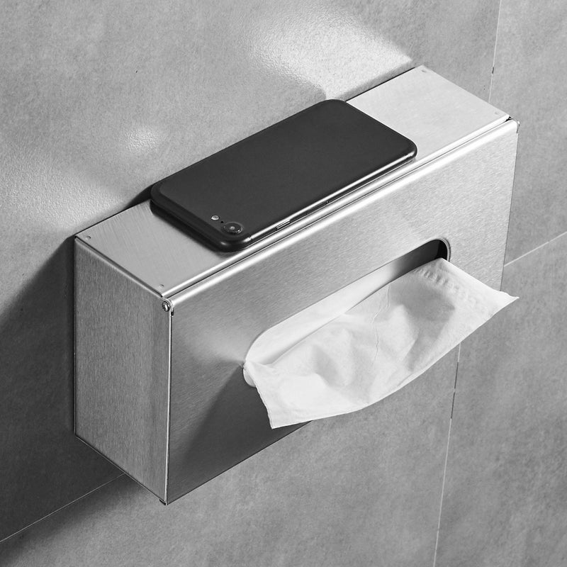 JunSun Rectangular Tissue Box Cover Tissue Box Holder Napkin Holder Tissue Storage Box Facial Tissue Holder Decorative Holder for Bathroom Bedroom Nightstand Office Car-Stainless Steel Brushed Nickel - Image 3